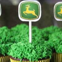 John Deere Cupcakes These are grass cupcakes with John deere toppers I made for a girl form my book club.