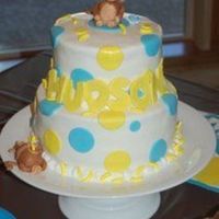 Mod Monkey Cake Cake to match the "Mod Monkey" birthday supplies. Tuxedo cake with white chocolate truffle filling. Covered in MMF with MMF dots...