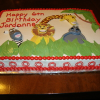 Madagascar Cake Iced butter cream with fondant animals and leaves