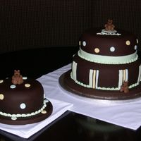 Loukas' Baptism Cake 6", 8" and 10" chocolate cakes with chocolate fondant. Bears are fondant/gumpate. I had not made a cake since November so I...