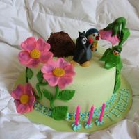 Mole Birthday cake for my 3y old daughter . Inspired by the favorite and very old show for children in Czech and Slovak rep. about little mole...