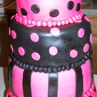 Pink And Black 4 Tiered This is a cake my friend's daughter designed for her mom's 50th birthday as a surprise. It's all MMF.
