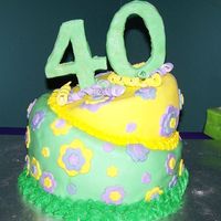 40Th Birthday This is a cake I made for my friend's surprise 40th birthday. It's a yellow cake covered in fondant with fondant accents and a...