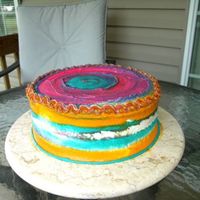 Multicolor Rainbow Cake Just playing around with colors on the cake. I like the concept of it and I'll try it again with more intent on where I put the colors...