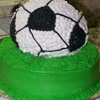 Soccer Ball Cake made on vacation for friend's 12 yr old boy.