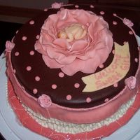 Flower Baby An 8in chocolate with fudgy filing and icing. My first fondant figure. I guess the shower guests loved her (fondant baby) and wanted to...