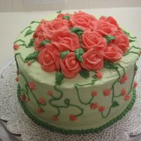 Rose Garden Cake Garden Themed Cake, with roses on top and vines and flowers coming off the sides