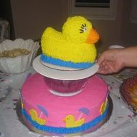 Rubber Ducky Your The One!!!! Cake was made with buttercream, and fondant cut outs and I used Wilton's 3d duck pan.Thanks for viewing my cake!