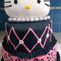 Hello Kitty I love this cake. The mother of the birthday girl was very please with this cake. Hello kitty is made of RCT everything is edible. Whisker...