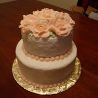 Peach Rose Wedding Cake First tiered wedding cake... Did'nt come out as great as id hoped but not bad !