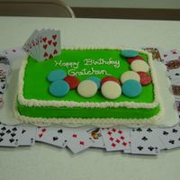 Poker Cake Poker chips are cookies dipped in colored candy melts.