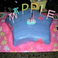 Hannah Montana Cake My niece wanted a star h.montana cake. I made the star cake using the wilton cake pan. covered it with purple fndant and used glitter mixed...