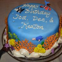 A Little Bit Of Sea fondant covered and sea creatures, white chocolate coral