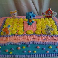 Blues Clues Made for a little girl who loves Blues Clues. Vanilla 12x 18" cake, pineapple filling, all buttercream. TFL.
