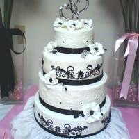 Reagan Wedding BUTTER CREAM ICING WITH BLACK ROYAL STENCILING