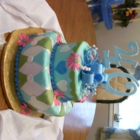 40Th Birthday Cake slightly topsey turveyfondant icing with choc/ganache