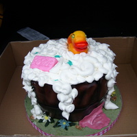 Rubber Ducky 1St Birthday Cake Gumpaste rubber ducky and barrel is white cake with choc. ganache and fondant