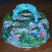 Monet Cake Monet inspired cake with 3d royal icing bridge