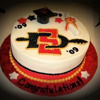 Sdsu Graduation Cake This was a last minute cake, and by last minute I mean the day before it was needed. I used a 10" vanilla cake filled with strawberry...