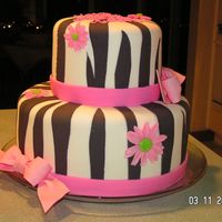 Zebra Stripes fondant zebra stripes trimmed with pink gumpaste ribbons and flowers for my great-neice Asheton's birthday.