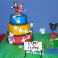 Mickey Mouse Clubhouse Mickey Mouse clubhouse cake for my sons 1st Birthday. Covered in fondant with all fondant accentsw