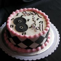 "senior Prom" Made this 1950's theme cake for a senior citizens prom. Buttercream with fondant accents.