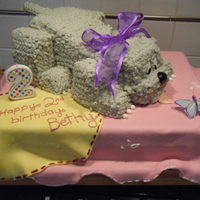 Daughters 2Nd Birthday Fondant blanket, buttercream doggy.