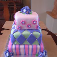 70Th Birthday Cake This is my first tiered cake and I don't have the most perfect results as I have never taken a class, but it sure was fun to try!