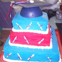Red And Blue Chocolate cake with chocolate filling. BC and modeling chocolate.