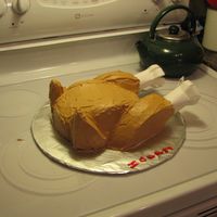 Dh's Birthday Cake 06 Dh said, your not making a turkey this year I want a turkey cake. Another challenge answered, lol.