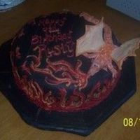 Rusty's Flames Choc MMF w/ gumpaste dragon and choc flames.Thanks for looking. :)