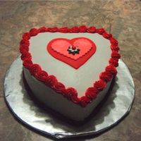 Valentines Cake White cake, buttercream frosting with fondant accentsJust practicing