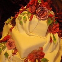 Anniversary Cake Cake for my parents 30th anniversary. All tiers russian honey cake (thin multiple layers). All flowers and leaves are gum paste :)