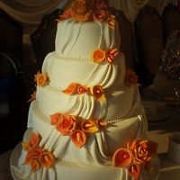 Wedding Cake With Gum Paste Calla Lilies And Roses 