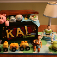 Toy Story Fondant Cake toy chest fondat cake with all gumpaste characters