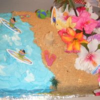 Luau Cake 11x15 sheet cake for a luau party for 2 little girls
