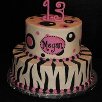 Pink Zebra - 13 For my friend's niece. She found a picture she liked (don't know where) and I used that for inspiration. BC icing w/fondant...
