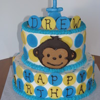 Mod Monkey For Drew Made this for my son's 1st birthday. Whipped cream icing with modeling chocolate and chocolate transfer accents. Did matching banana...