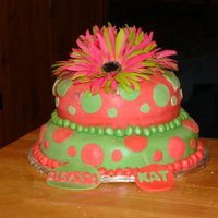 My 8 And 2 Yr Old Shared Bday Cake Red velvet cake, filled with chocolate chip cream ceese, and frosted with chocolate buttercream. Covered in fondant with silk flowers. My...