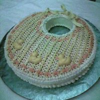 Daughter's Baby Shower Large 16" round; Buttercream piping and molded chocolate duckies; sugar paste tie