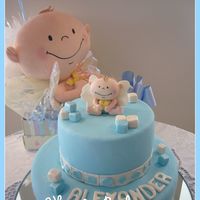 Baby Boy Shower Este lo prepare para un bautizo shower de un varon. La figura fue en modelado de azucar.