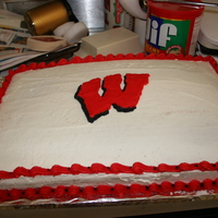 Wisconsin Badgers Cake I had the privledge to have 3 of the 2010 Badger Football team come to a summer picnic that our family threw, including JJ Watt!!