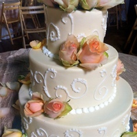 Ivory-White Scrolls Wedding Cake 