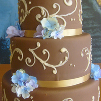 Chocolate Fondant And Gold Wedding Cake 