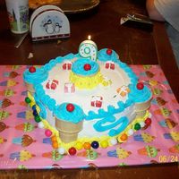 Ice Cream Cake My youngest daughter picked this cake out of my cake decorating book for her 9th birthday. Its a fudge cake w/ cookies & cream mousse...