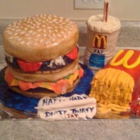 Mcdonalds Big Mac W/ Fries & Drink Burger-strawberry n cream...fries-vanilla...drink-crispy treats...covered in MMF...last minute order...cup had a few issues...but he loved...