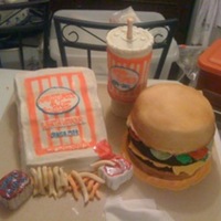 Whataburger/what-A-Worker This was for a retirement party...He loved WHATABURGER...So this was what I came up with...bag-choc/choc...Burger-1/2 vanilla 1/2...