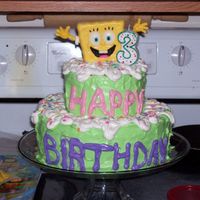 Spongebob Squarepants Cake for my son's 3rd birthday, it is the last year we were going to do Spongebob. Cake is a yellow cake with alternated vanilla and...