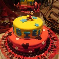 Mickey Mouse Cake I made this cake for a birthday, I am pregnant and I get tired pretty easy....Didnt come out as I expected at fell down right before the...