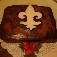 Chocolate_Cake.jpg Chocolate Cake for my aunt, she is from Lousianna and wanted a cake with the Lousianna symbol on it!!!